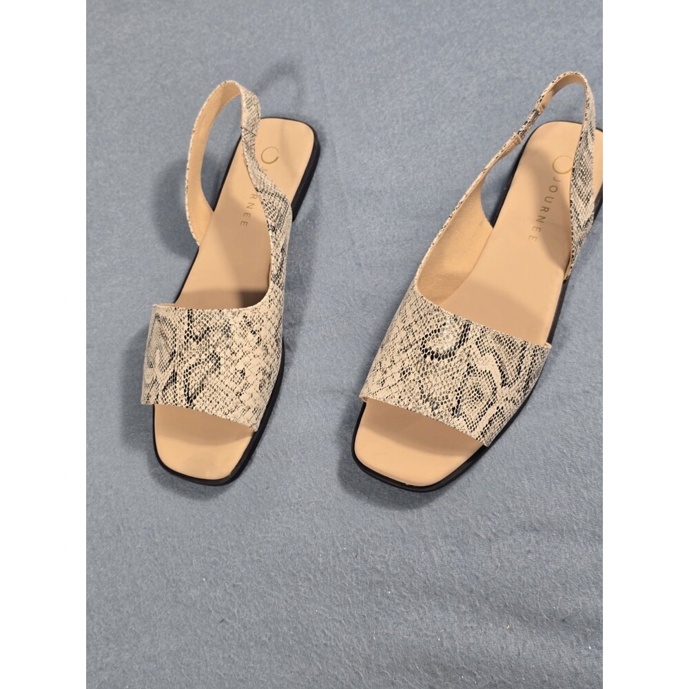 Journee Collection Women's Brinsley Slingback Sandal Sz 9.5 Snake Print (Beige/B